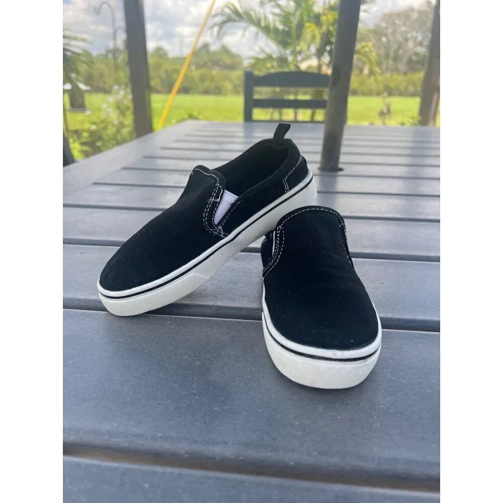 Wonder Nation Black Kids Slip-On Canvas Sneakers Size 11